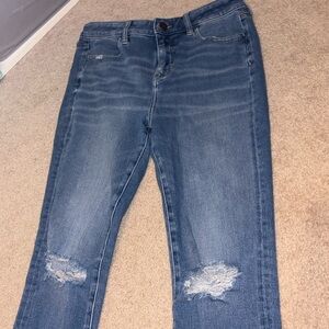 American Eagle Outfitters Distressed Blue Skinny Jeans